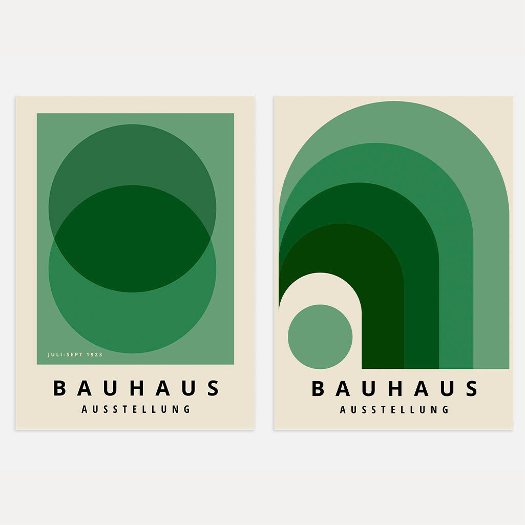 Bauhaus Grün Harmonie – 2er Poster-Set