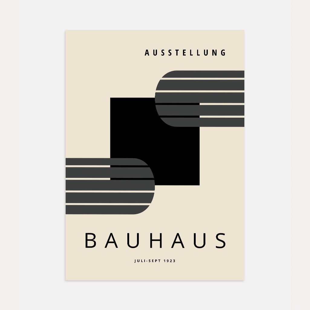 Bauhaus Lines & Black Square Minimal Poster