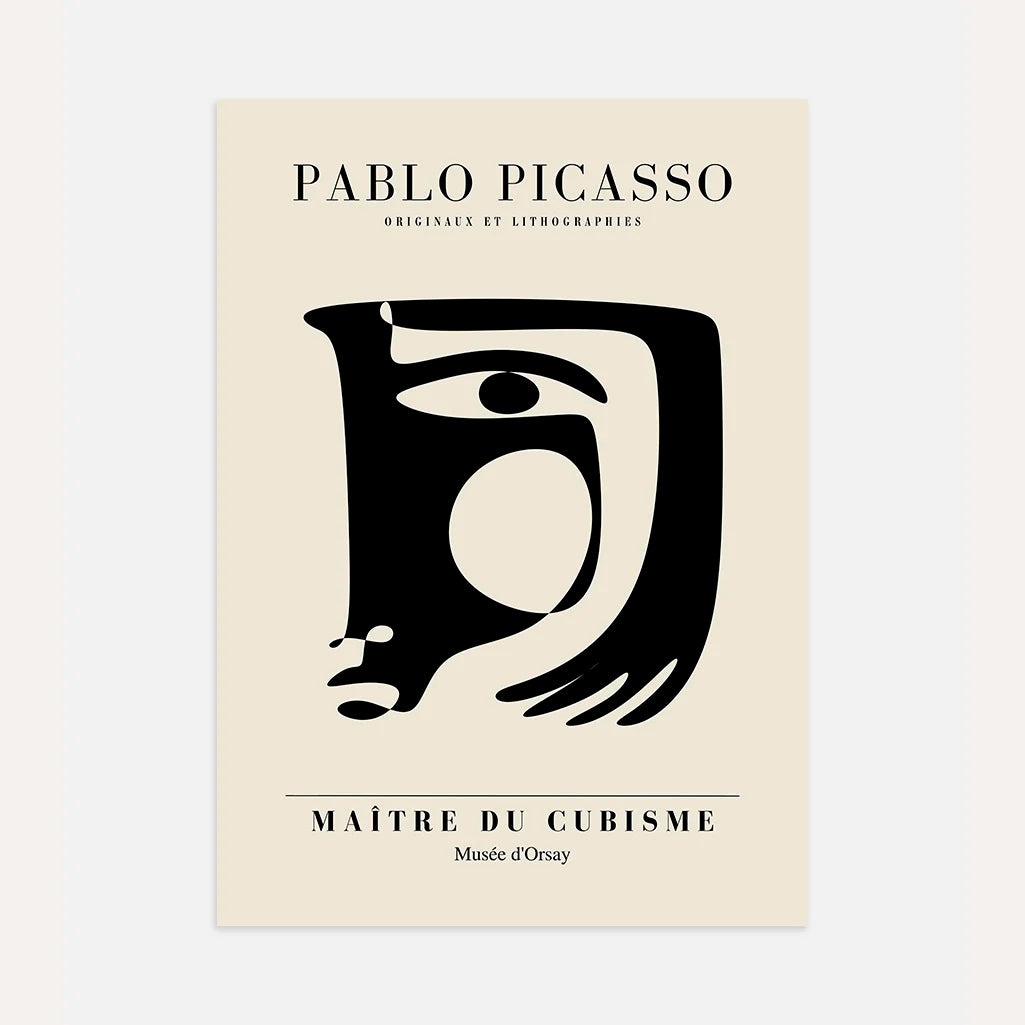 Picasso-Inspired Abstract Face Poster
