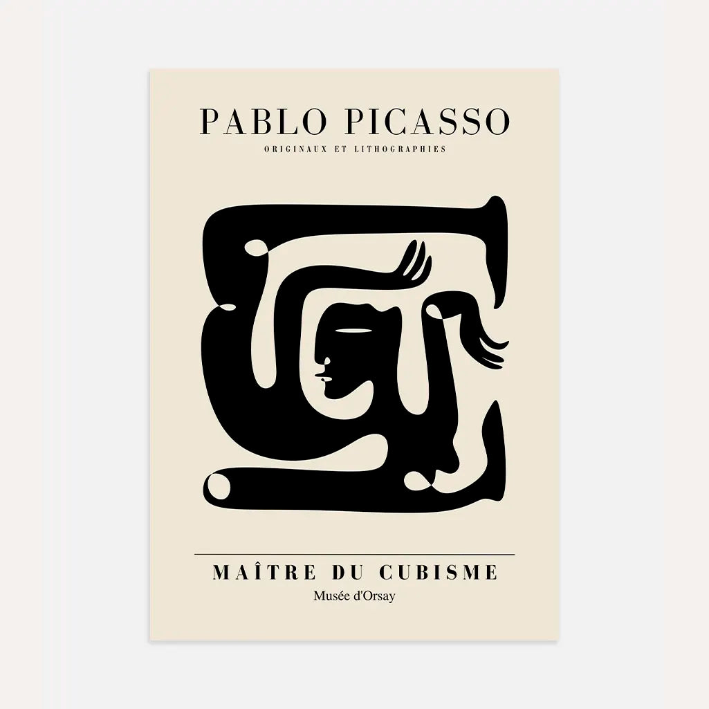 Picasso-Inspired Figure in Motion Poster