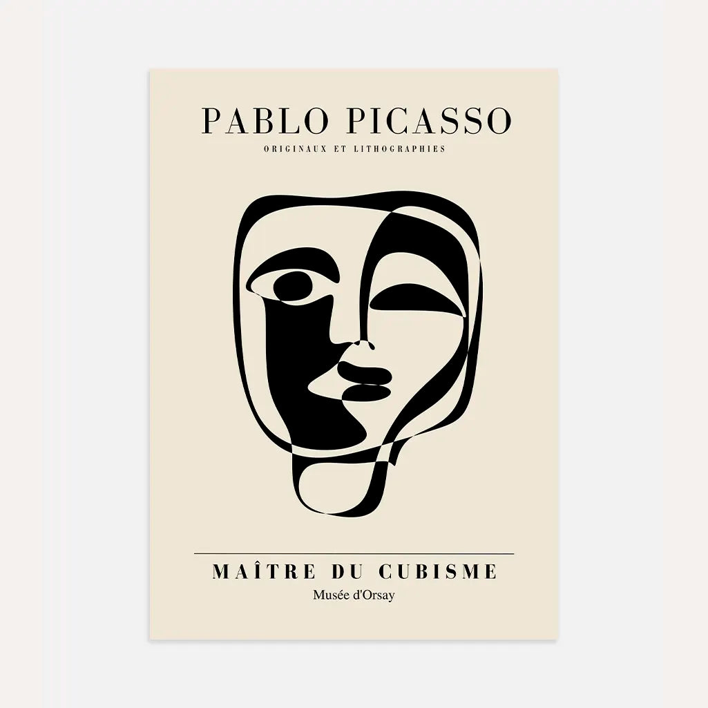 Picasso-Inspired Emotion Mask Poster