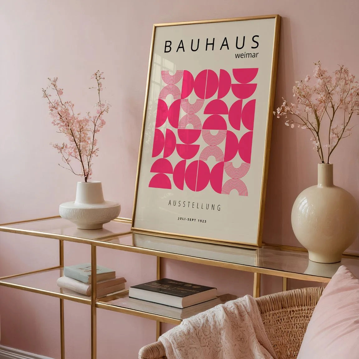 Bauhaus Pink Hemispheres Poster