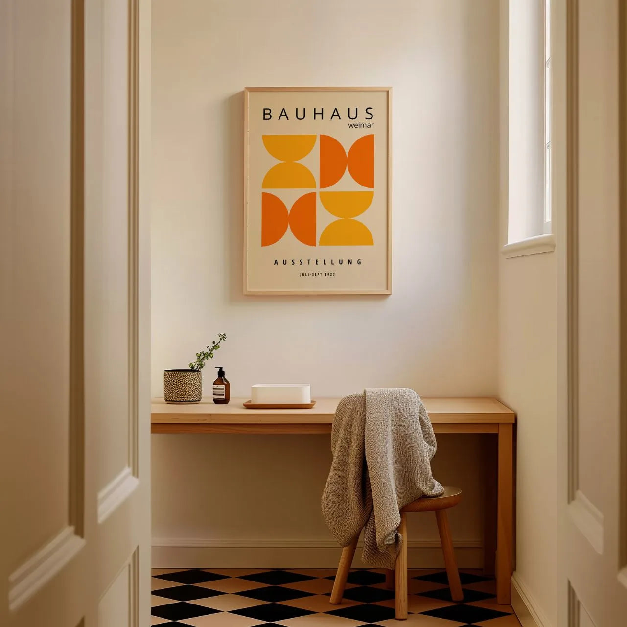 Bauhaus Orange Geometry Poster