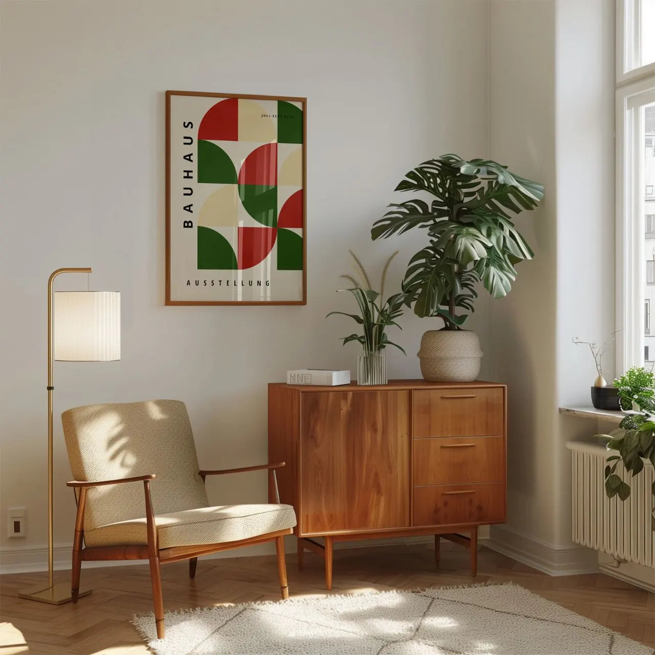 Bauhaus Red & Green Geometry Poster
