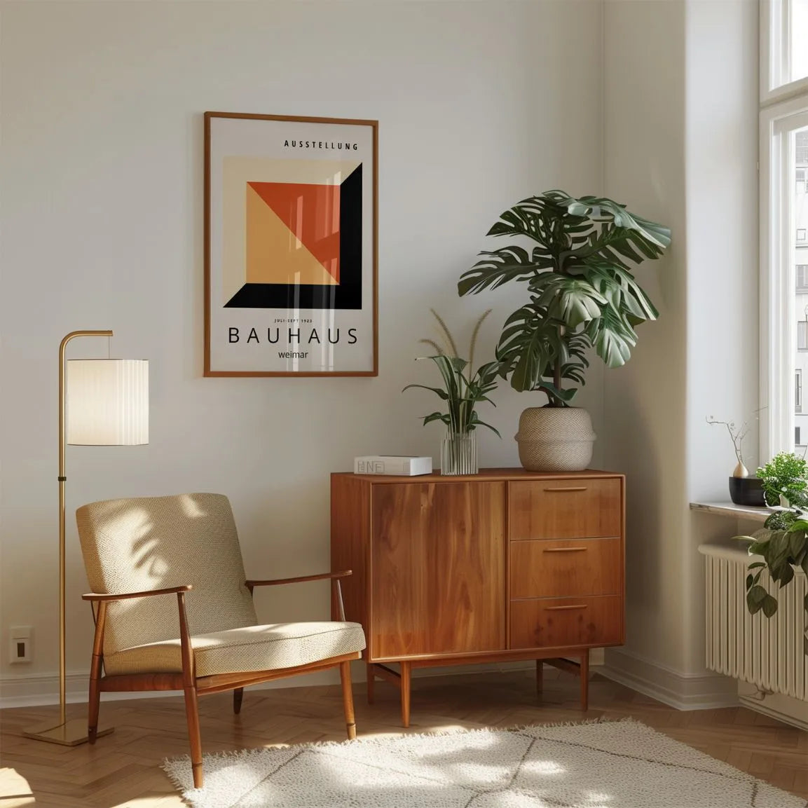 Bauhaus Red-Orange Cube Poster