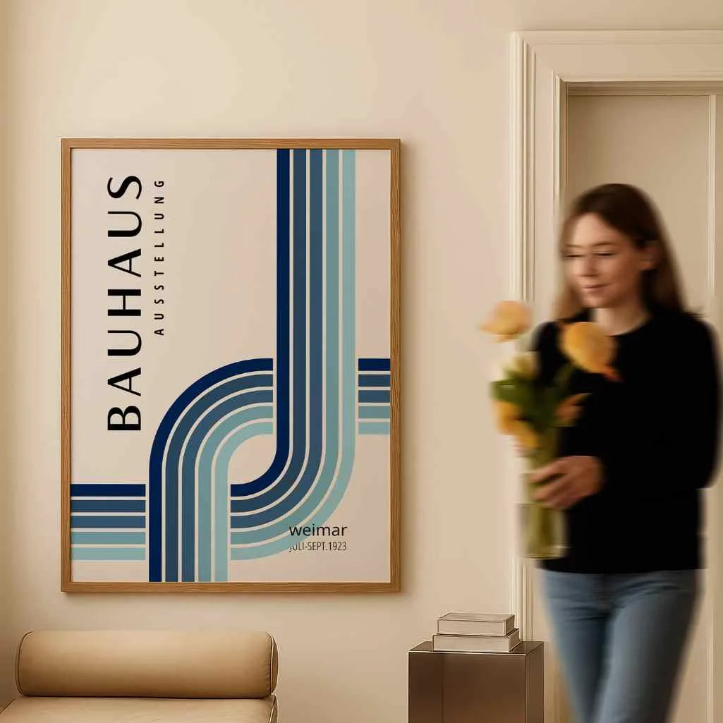 Bauhaus Blue Gradient Minimalism Poster