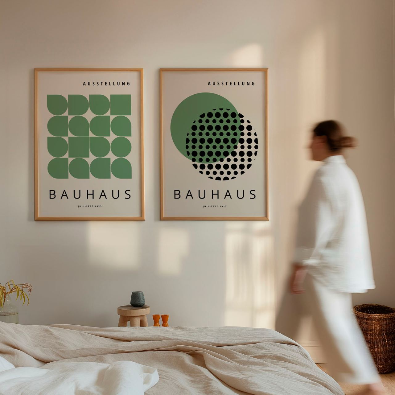 Bauhaus Geometría verde – Set de 2 pósteres