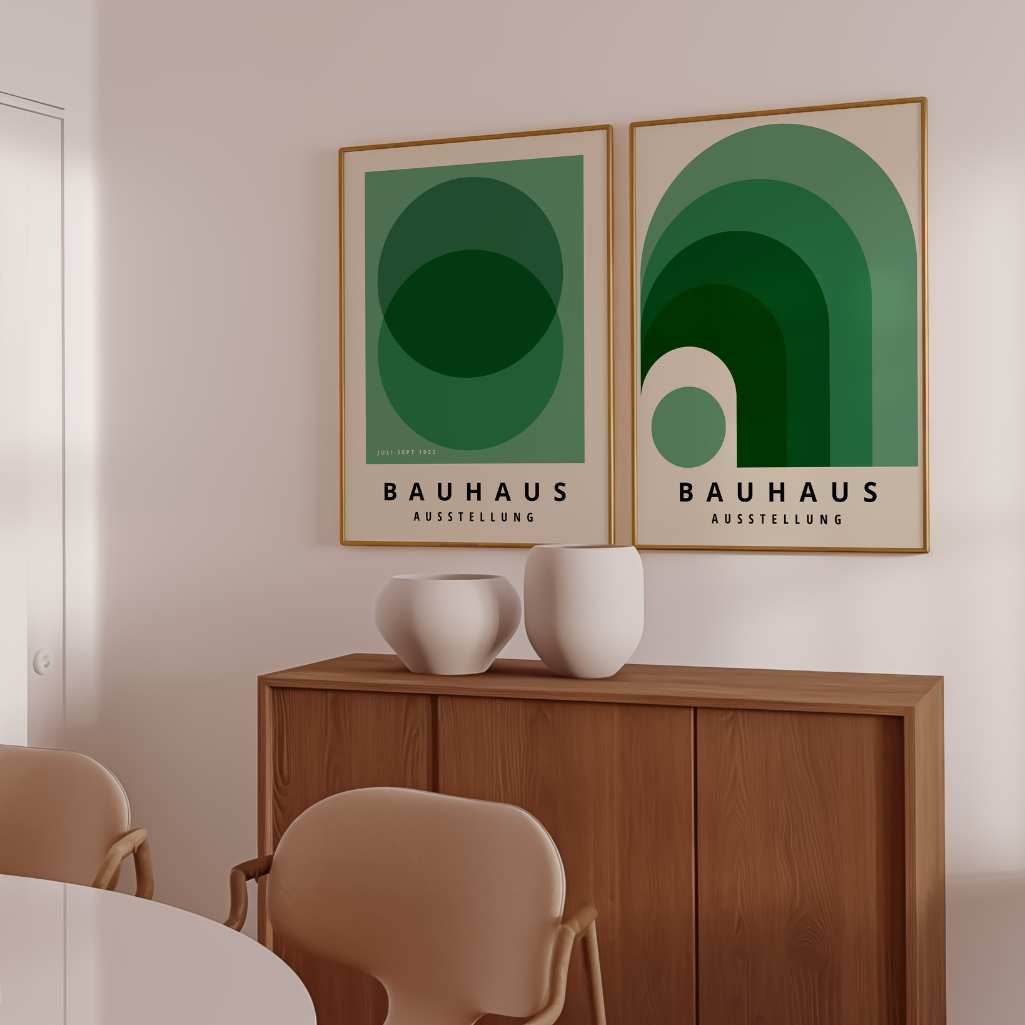 Bauhaus Grün Harmonie – 2er Poster-Set