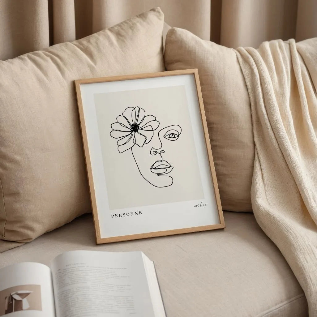 Line Art Flower Face Poster