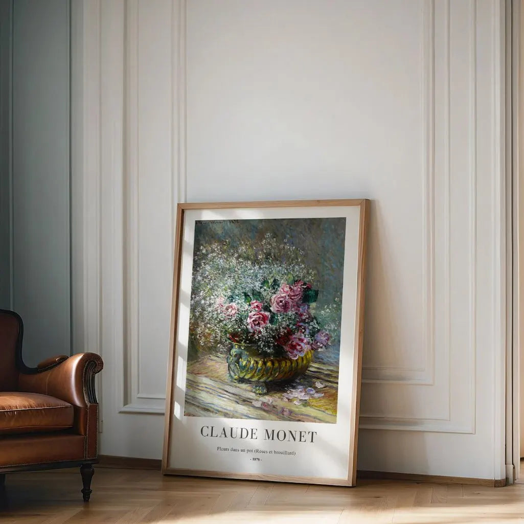 Monet Roses in a Pot Poster
