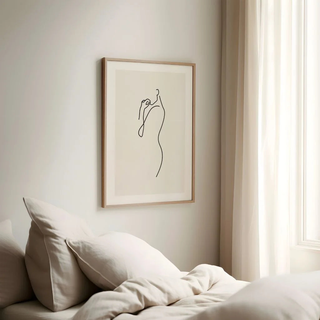 Delicate Female Silhouette Line Art Poster