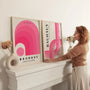 bauhaus pink poster set living room wall decor