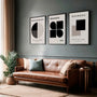 bauhaus poster set of 3 black beige structured gallery wall modern interior