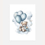 bear on a cloud with blue balloons poster kids wall art