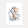 bear on a cloud with star balloons poster kids wall art