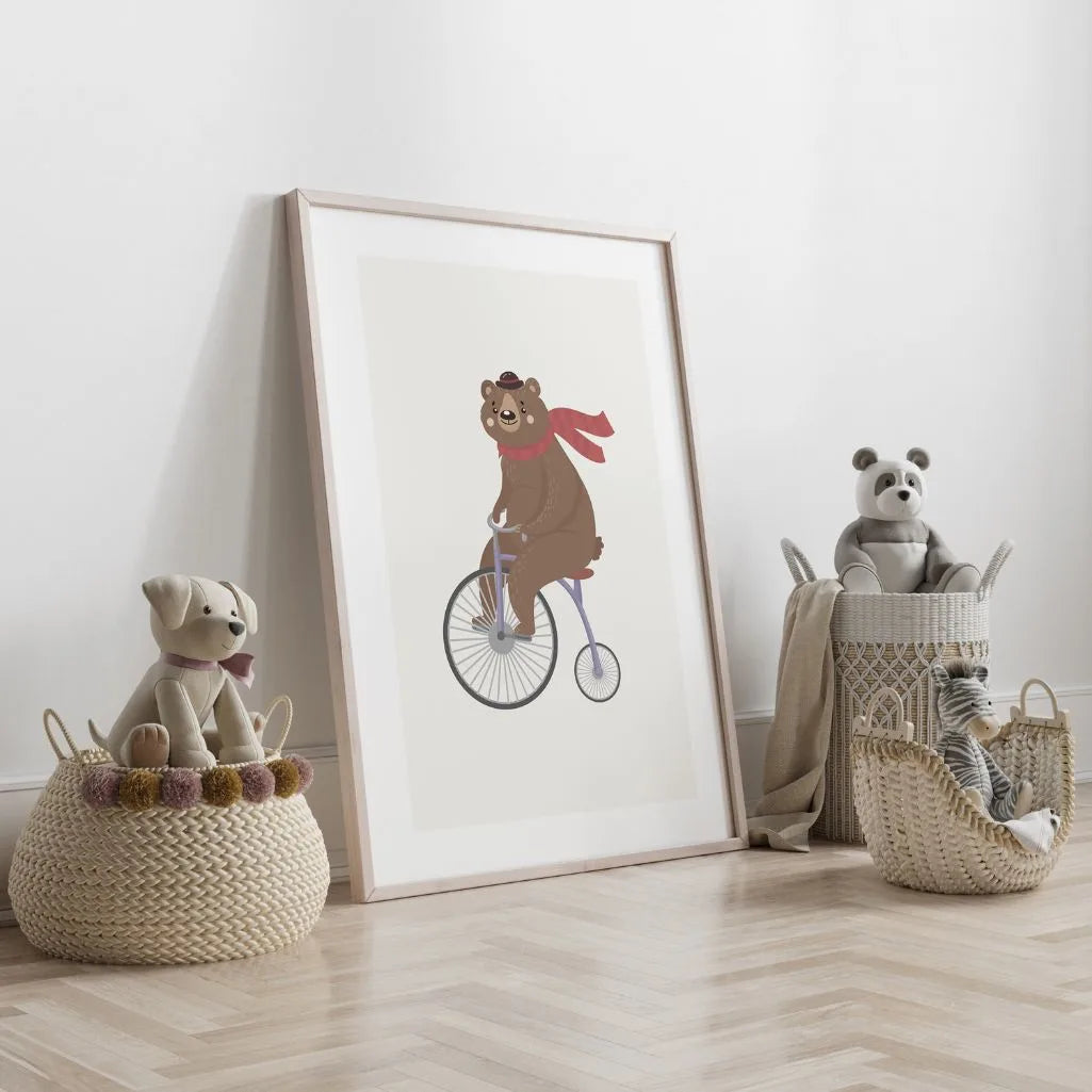 bear bicycle poster kids gallery wall