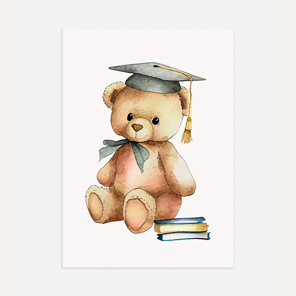 bear with books poster kids wall art