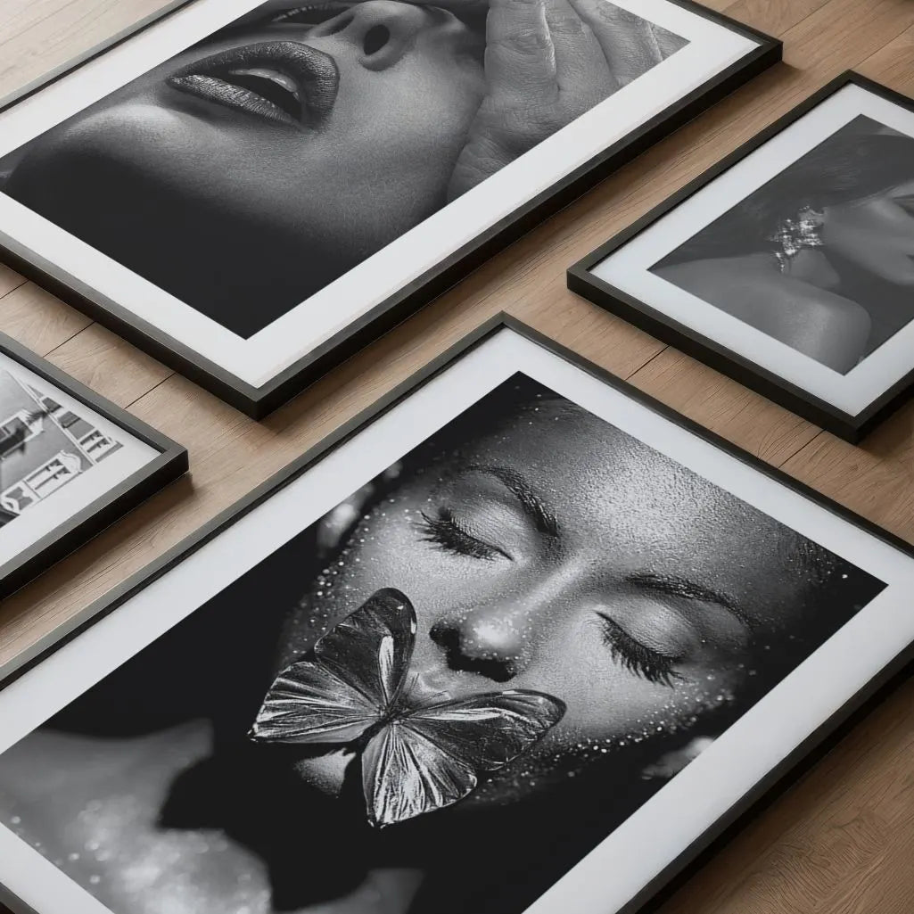 black white artistic portrait poster modern interior