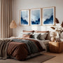 blue misty mountain poster set soft bedroom wall art relaxing landscape