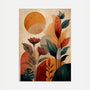 boho botanical sun poster in terracotta beige and deep green tones for modern living room wall decor
