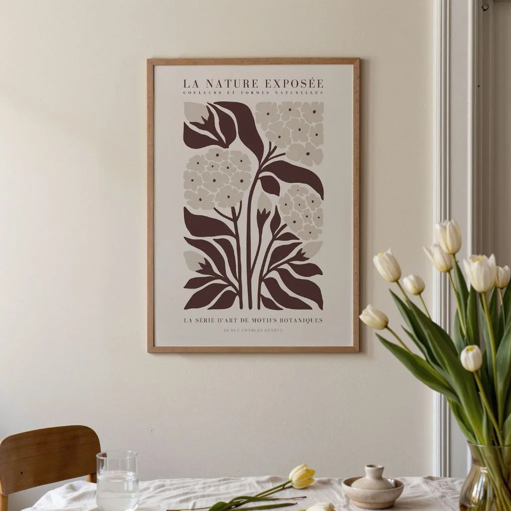 brown botanical poster bedroom calm neutral wall art