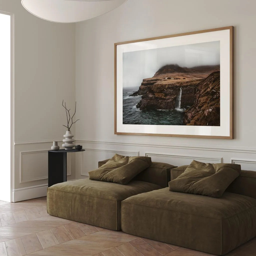ocean cliff waterfall poster landscape detail