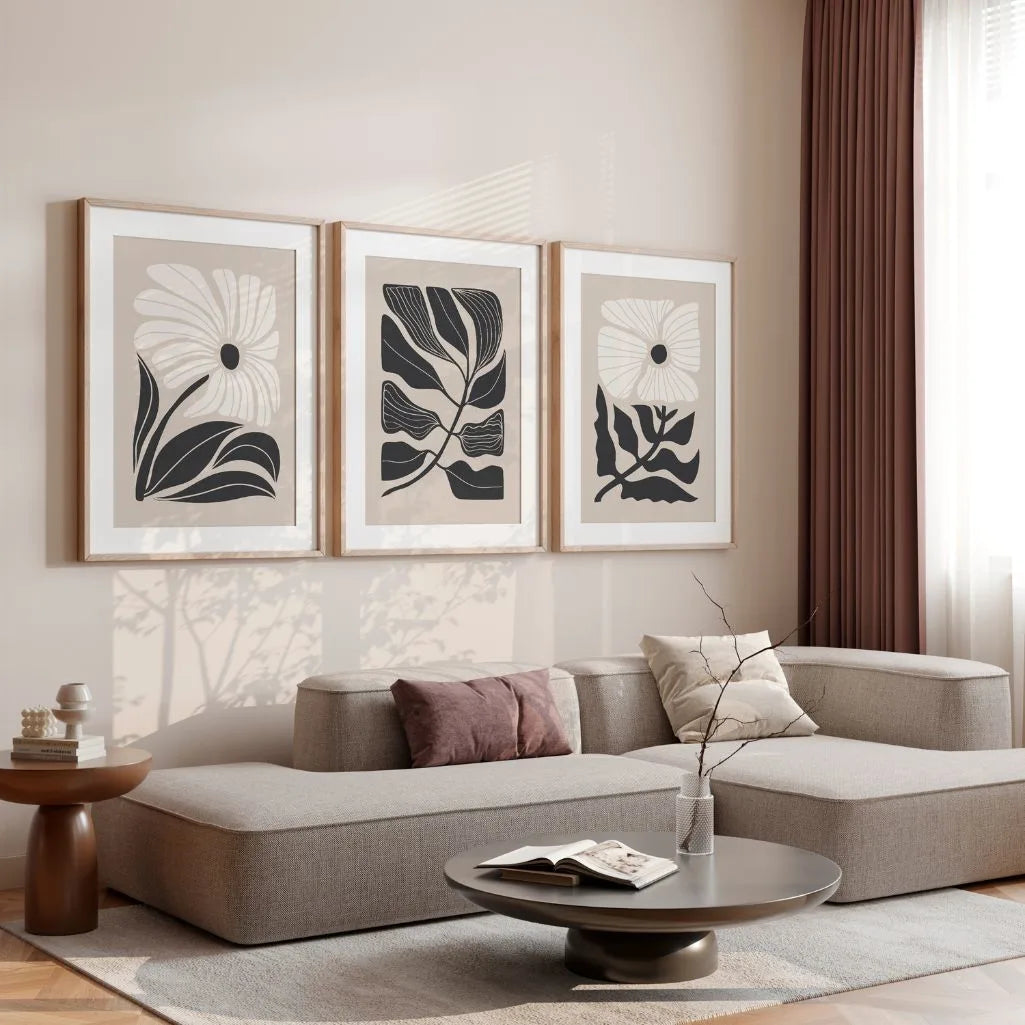 graphic floral poster set gallery wall modern abstract decor