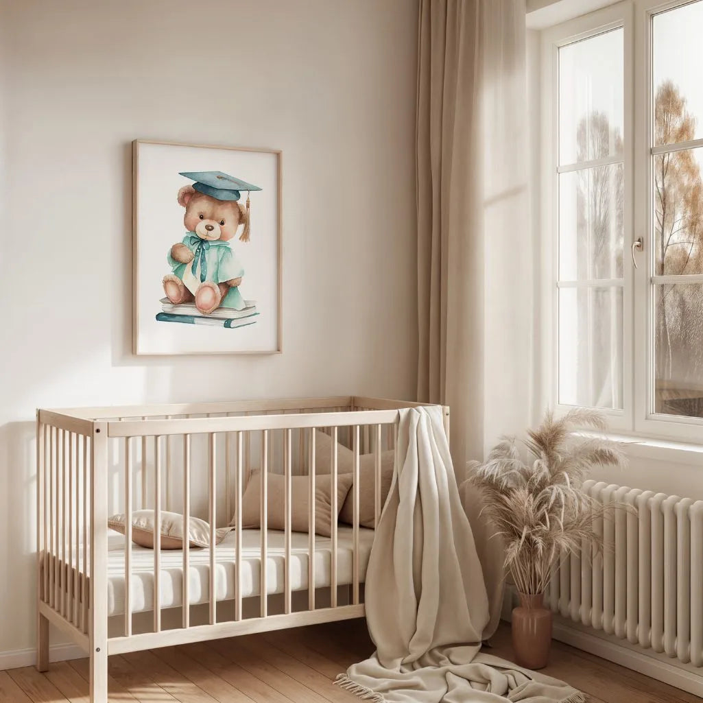 graduation bear poster kids study corner wall art