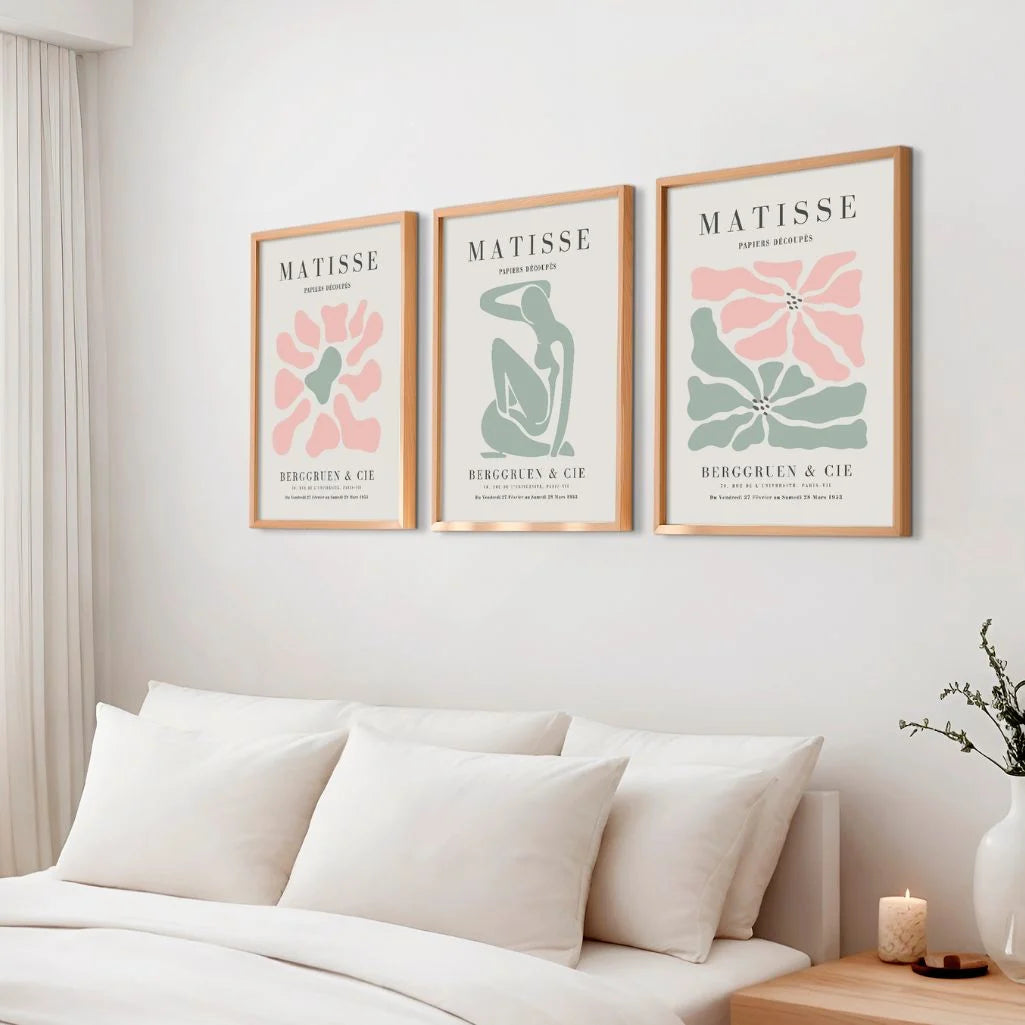 henri matisse poster set of 3 pink sage gallery wall modern interior