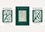 Henri Matisse green floral poster set of 3 with botanical shapes in deep green and cream wall art