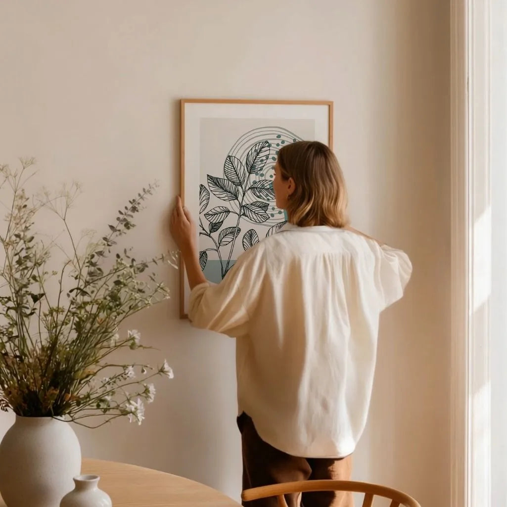 line art leaves poster gallery wall contemporary print