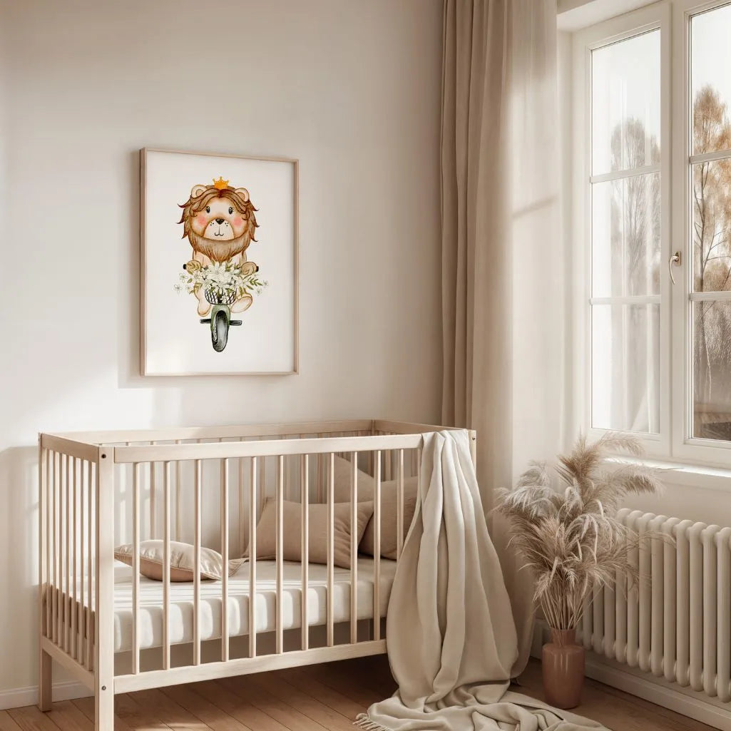 lion bicycle poster kids bedroom wall art