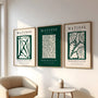 Henri Matisse botanical flowers poster set in green and beige tones for modern home decor