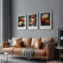 William Morris crane poster set with flowers in gold and blue luxury botanical decor