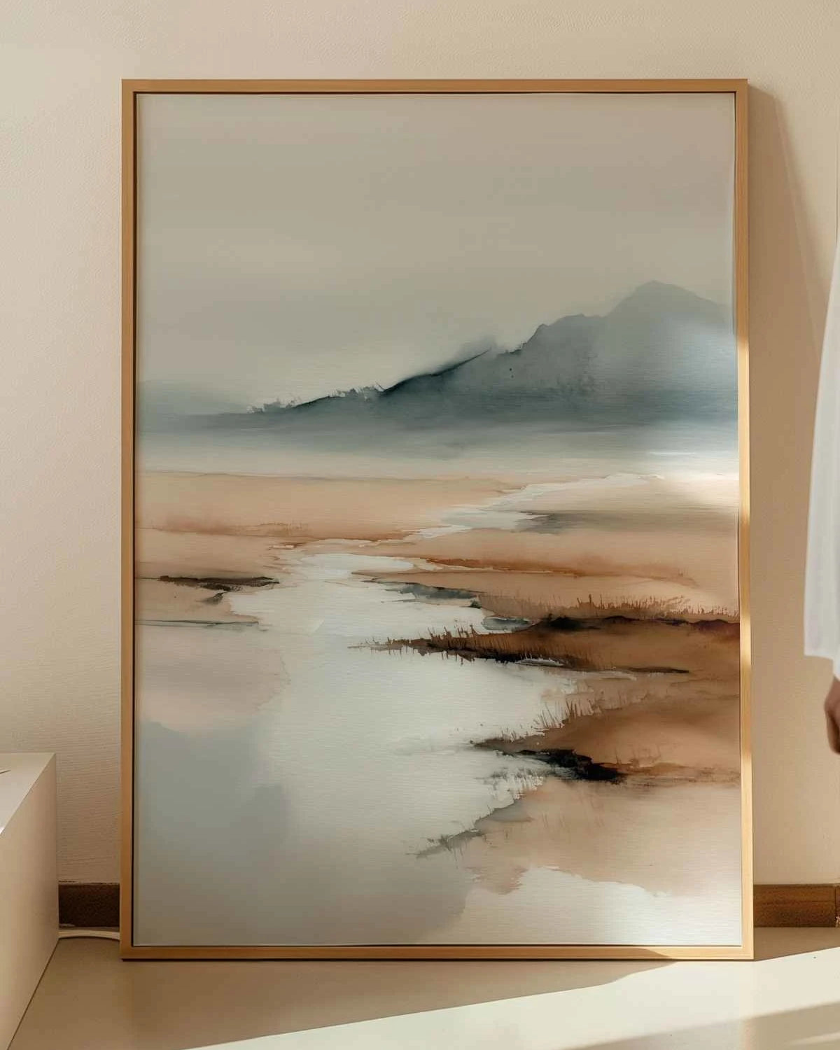 nature wall art posters with landscape and mountain prints in modern living room interior decor