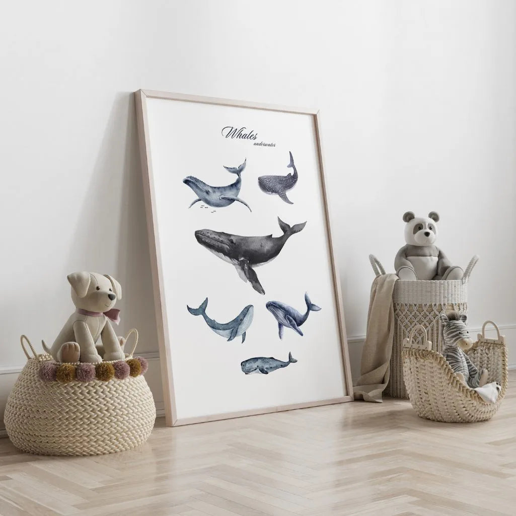 whales poster kids ocean gallery wall